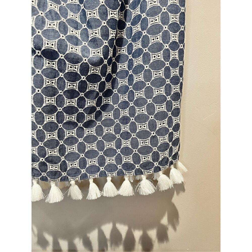 Chelsea 28 Blue White Embroidered Tassel Dress - Picture 3 of 8